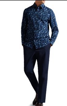Ted Baker: Navy Floral Print Casual Shirt from The Collective