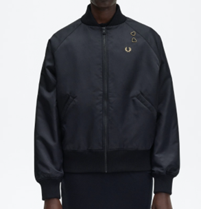 fred perry Women Black Back Embroidered Bird Bomber Jacket by The Collective