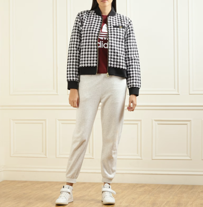 Adidas Original Women Black Houndstooth VICHY Jacket by The Collective