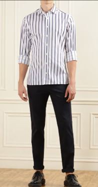 Hackett London : White Bold Vertical Stripes Shirt @ The Collective