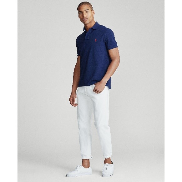 Men Navy Custom Slim Fit Mesh Polo form Polo Ralph Lauren- The Collective